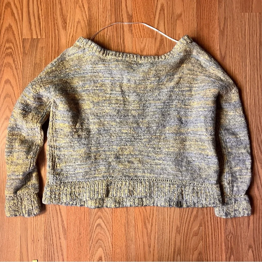 Free People In My Pocket Slouchy Cozy Sweater Top Yellow Gray Grey Size Medium